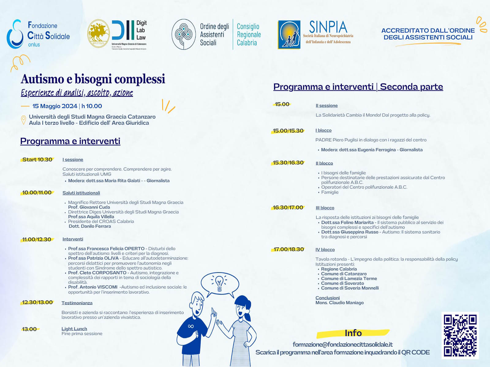 Foto per convegno del 15 maggio 2024 su “Autismo e bisogni complessi. Esperienze di analisi, ascolto, azione”.