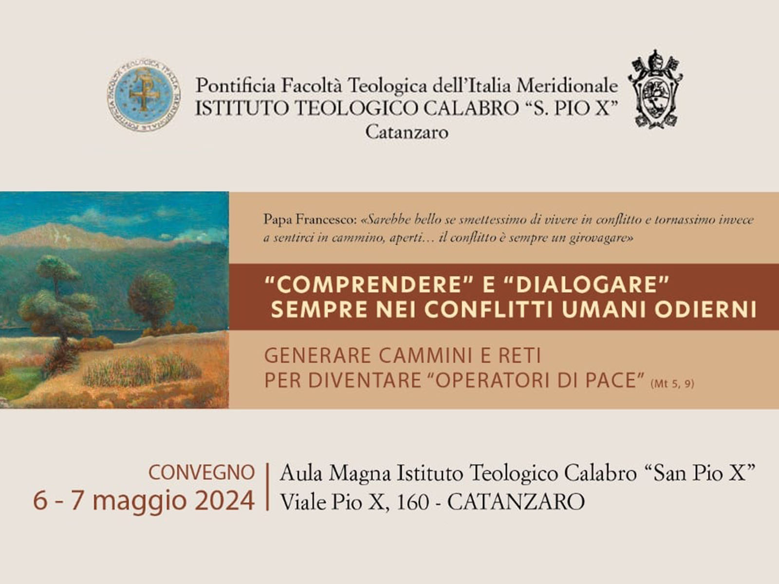 Anteprima del Convegno del 6 e 7 maggio a Catanzaro dell'Area Morale dell'Istituto Teologico Calabro "San Pio X"