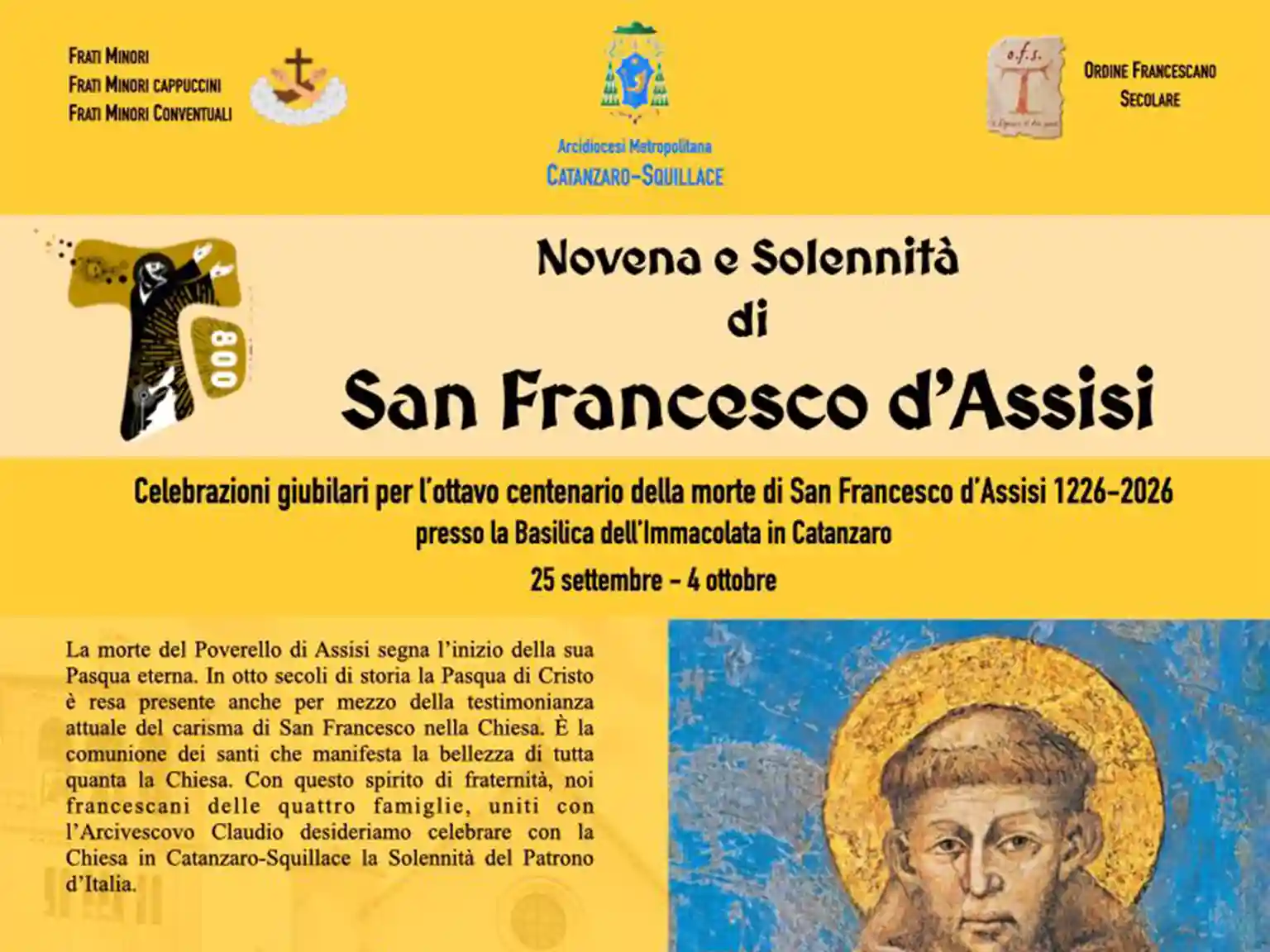 Foto per articolo "San Francesco, otto secoli di fraternità" del 23 settembre 2026