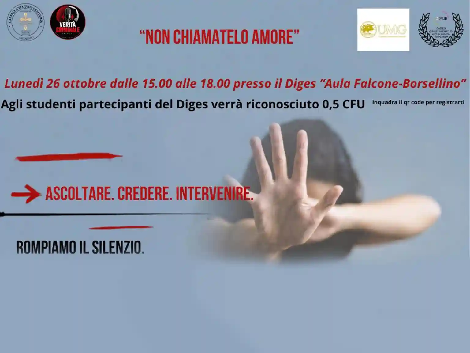 Foto per "“Non chiamatelo amore”: all'università la cultura del rispetto contro ogni forma di violenza" del 15 ottobre 2026