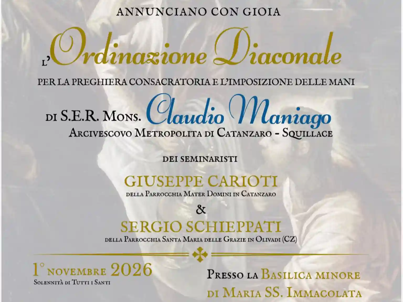 Foto per "Tutti i Santi, due nuovi diaconi per Catanzaro-Squillace" del 31 ottobre 2026